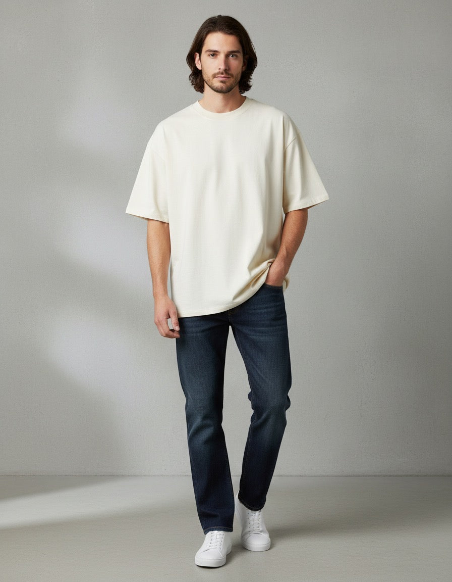 Le T-shirt unisexe surdimensionné à col montant