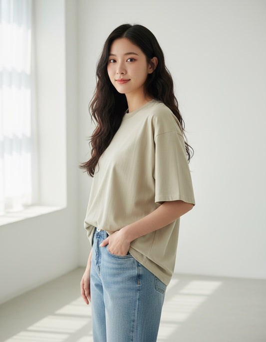 Le T-shirt unisexe surdimensionné à col montant