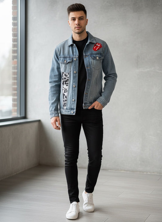 Veste en Jean Upcyclée Custom – Œuvre Unique Peinte à la Main