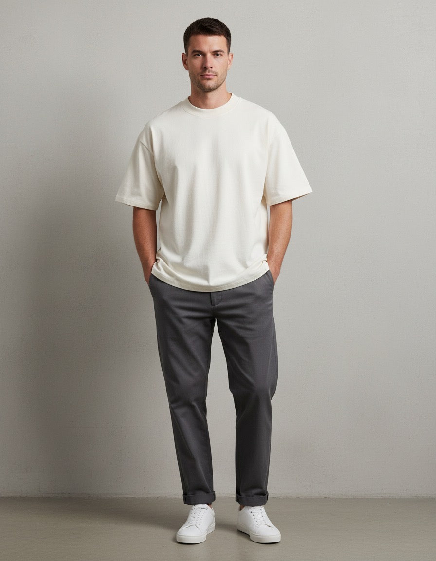 Le T-shirt unisexe surdimensionné à col montant