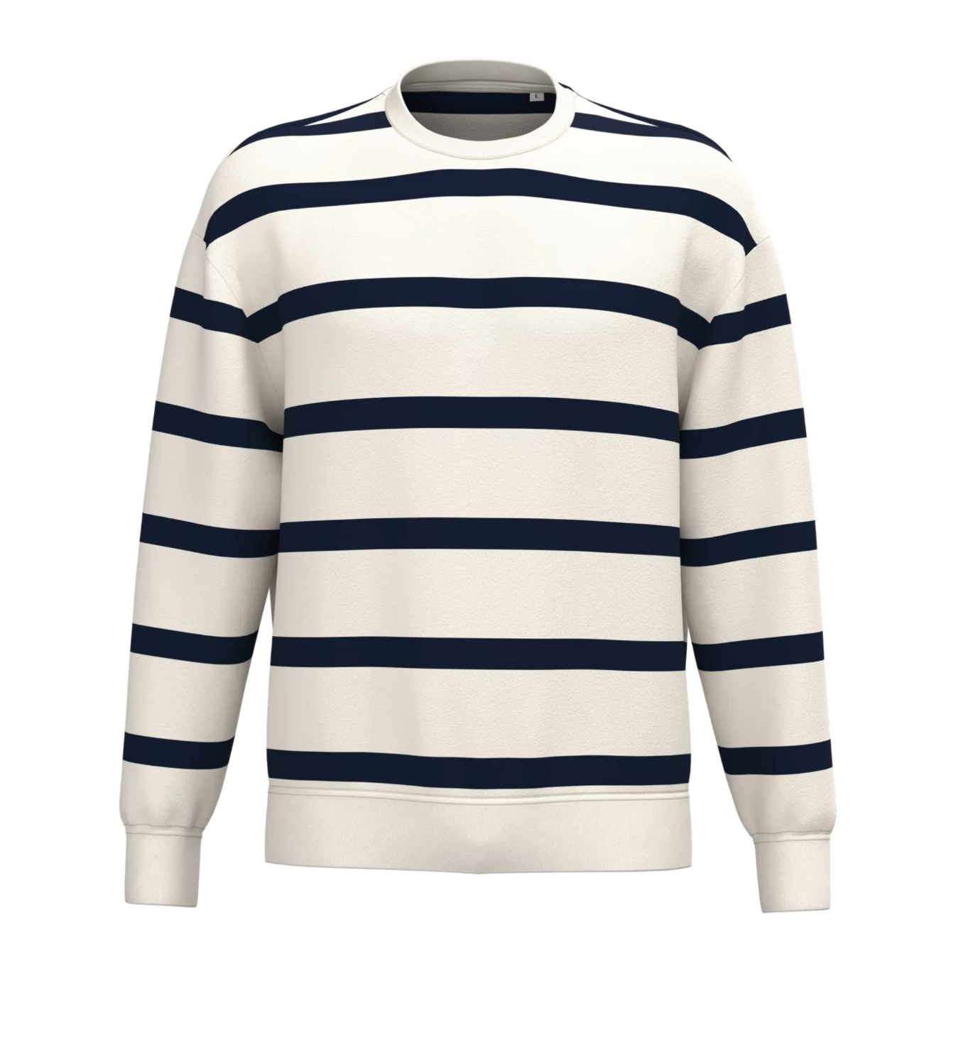 Sweat-shirt écoresponsable à col rond à rayures et épaules tombantes